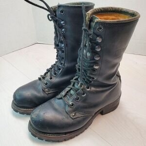 Carolina Men's 5 Steel Toe Work Boots Black Leather Logger Vibram Sole Size 5 US